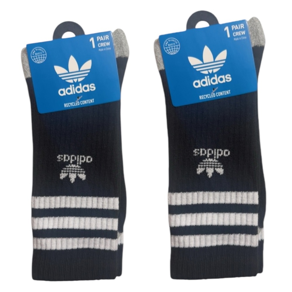 Adidas Recycled Originals Roller Mens 2Pk White/Black Crew Socks 6-12